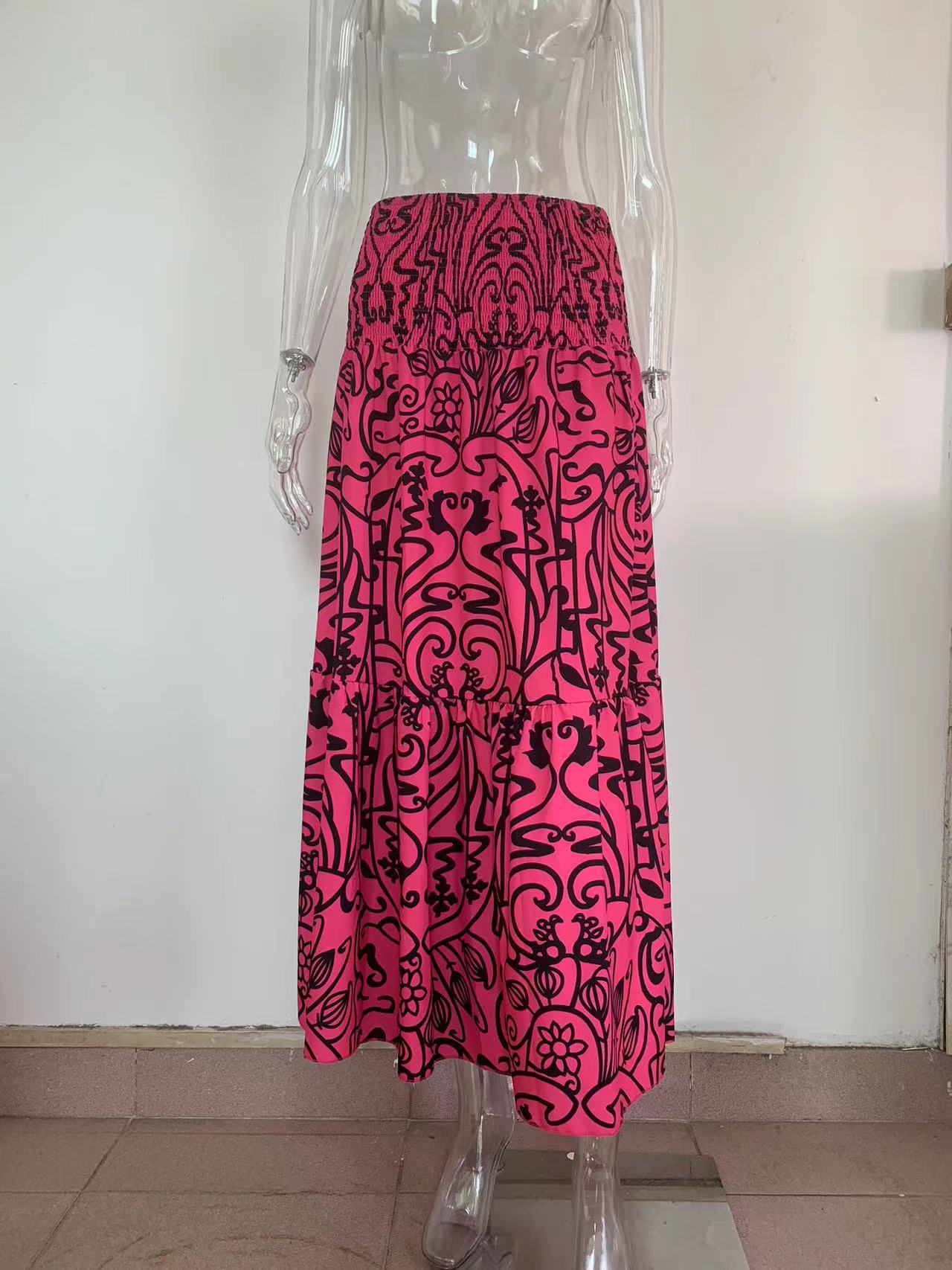 Damen Boho Maxirock Mit Blumenmuster Hohe Taille Für Den Sommer_voghion.com