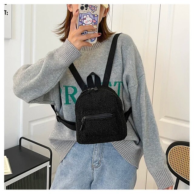 Mode Frauen Mini Rucksack Einfarbig Cord Kleine Rucksäcke Einfach Casual Student Bookbags Reisen Rucksäcke 2022_voghion.com