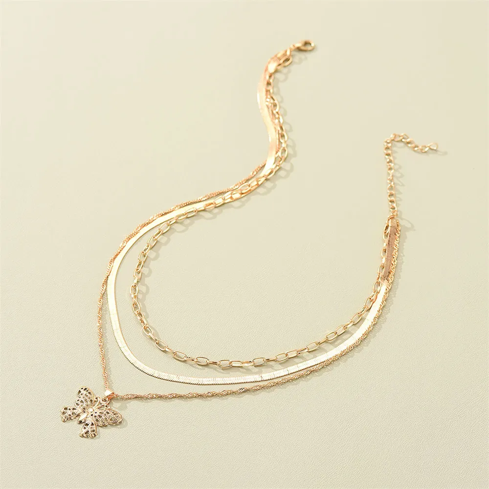Ketid Rangluukett Liblikad Kaelakeed Mitmekihiline Sulam Rangluu Ripats Tüdrukute Peokaelakeed Choker-kaelus_voghion.com