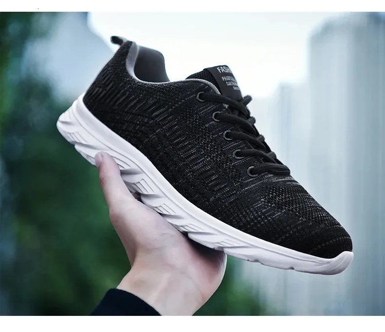 Zapatillas de deporte de punto con cordones para hombre y mujer, informales, atléticas, para correr, caminar, gimnasio, deportes al aire libre, transpirables_voghion.com