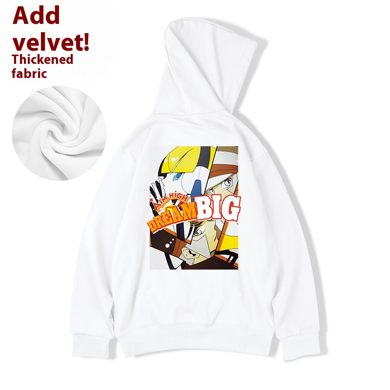 Rudens un ziemas jauns vīriešu brīvs, liels modes zīmola kapučjakas krekls ar plīša piedurknēm, lai saglabātu siltumu anime pāru mētelī_voghion.com