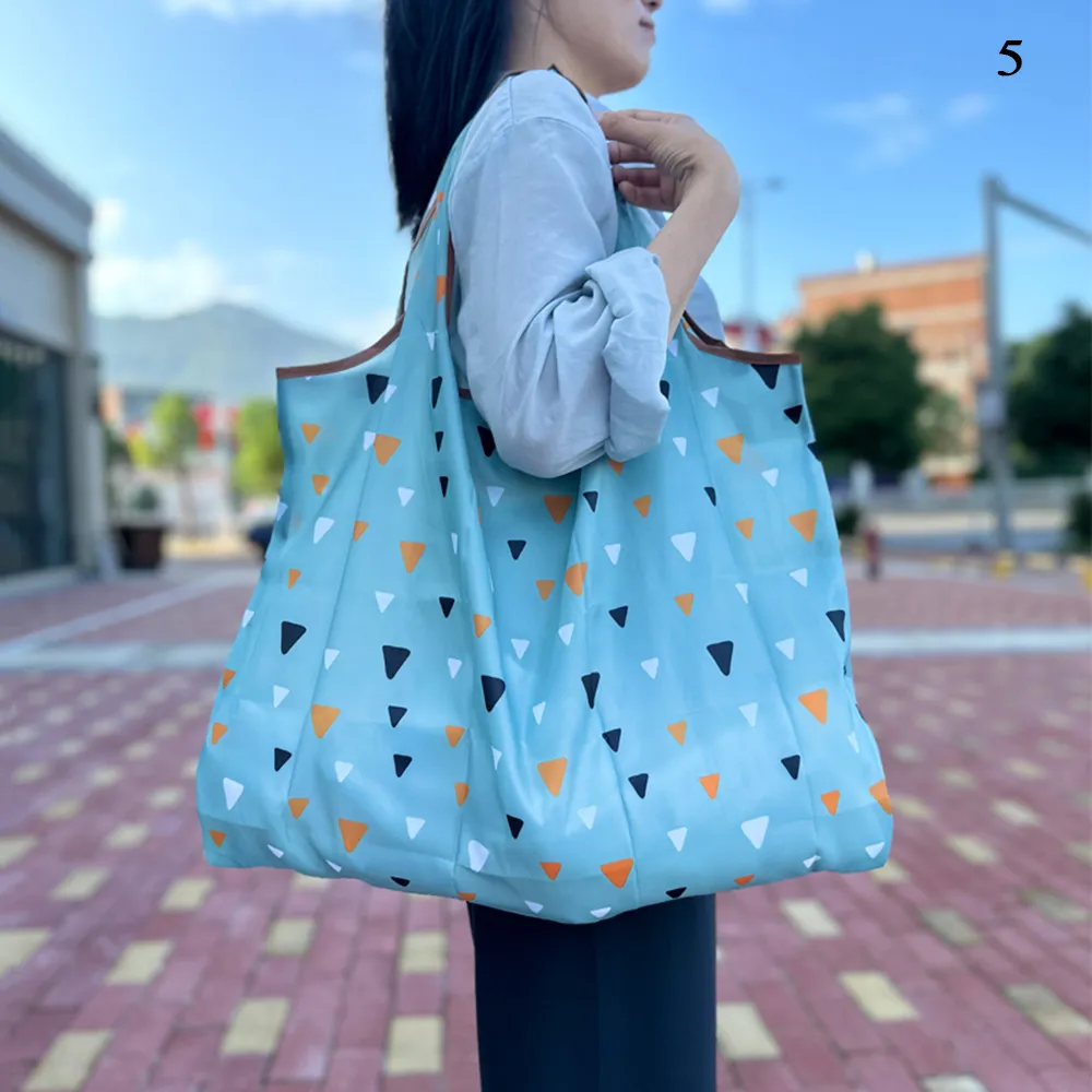 Oxford Cloth Folding Big Portable Storage Large-capacity Washable Reusable Foldable Shopping Bag Handbags_voghion.com