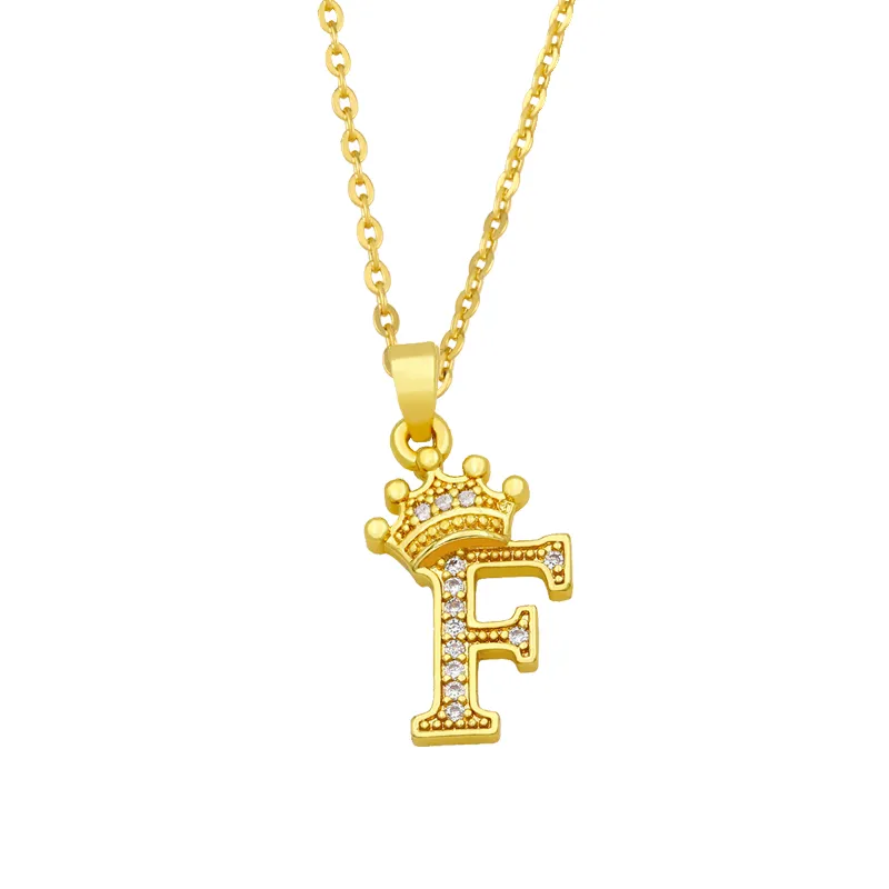 Anhänger Halsketten Mode Einfache Zirkon Krone 26 Englische Buchstaben Trendy Damen Halskette Für Mädchen Valentinstag Geschenk_voghion.com