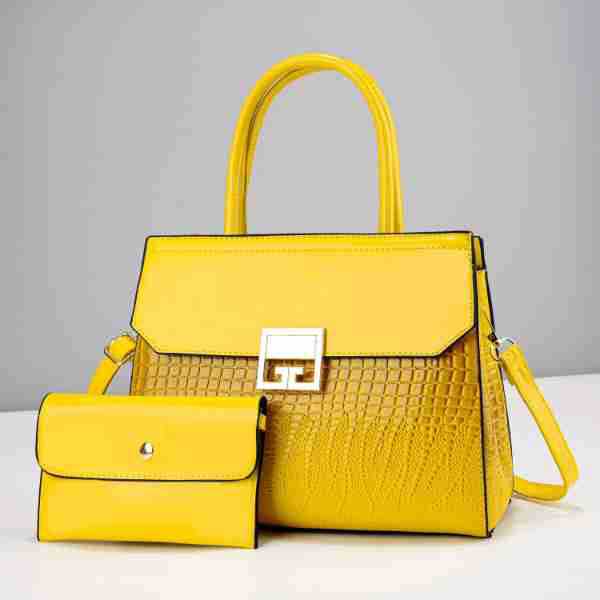 Helle Ledertasche mit Steindruck, Handtasche mit Krokodildruck und großem Fassungsvermögen, Umhängetasche für Mütter und Väter, Stylistin_voghion.com