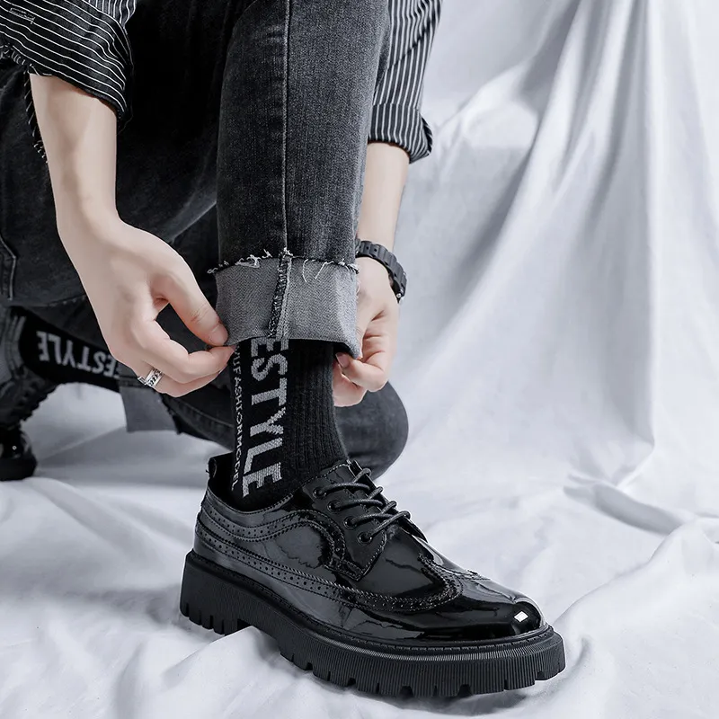 Pantofi sport pentru bărbați, stil business, casual, cu platformă, talpă groasă, piele naturală, stil streetwear, stil vintage, rochie de petrecere și nuntă_voghion.com