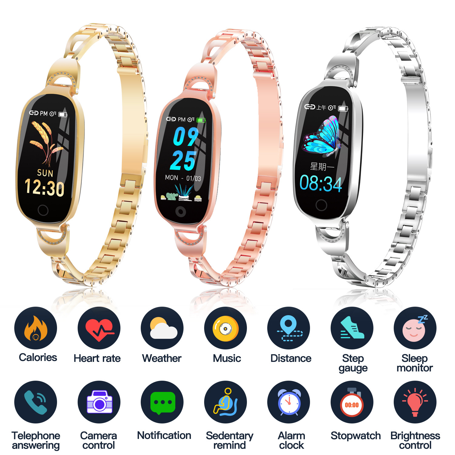 Trendy Items Cross-Border F18 Smart Bracelet Intimate Women's Menstrual Cycle Bluetooth GPS Tracker Watch Huaqiangbei_voghion.com