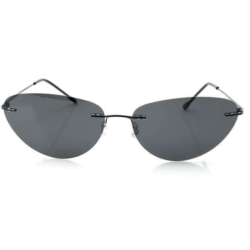 Neue Mode rahmenlose Sonnenbrille Cat Eye Metall polarisiert High Definition Angeln Fahrer Spiegel_voghion.com