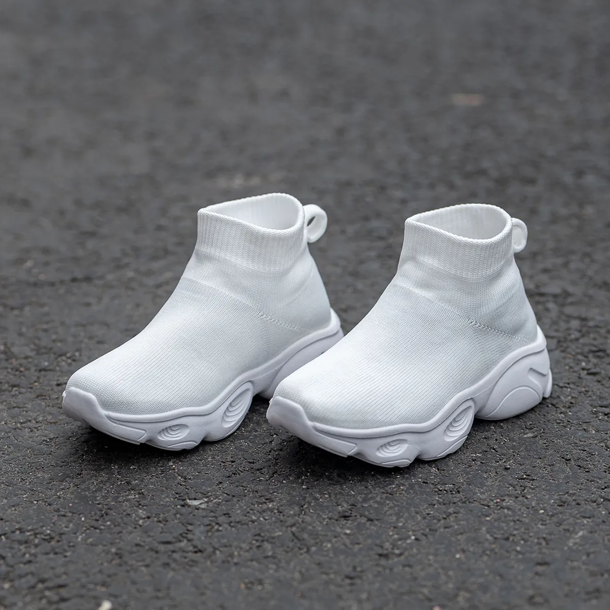 Baskets montantes en tricot pour enfants, chaussures de sport décontractées pour garçons et filles, chaussures de tennis_voghion.com