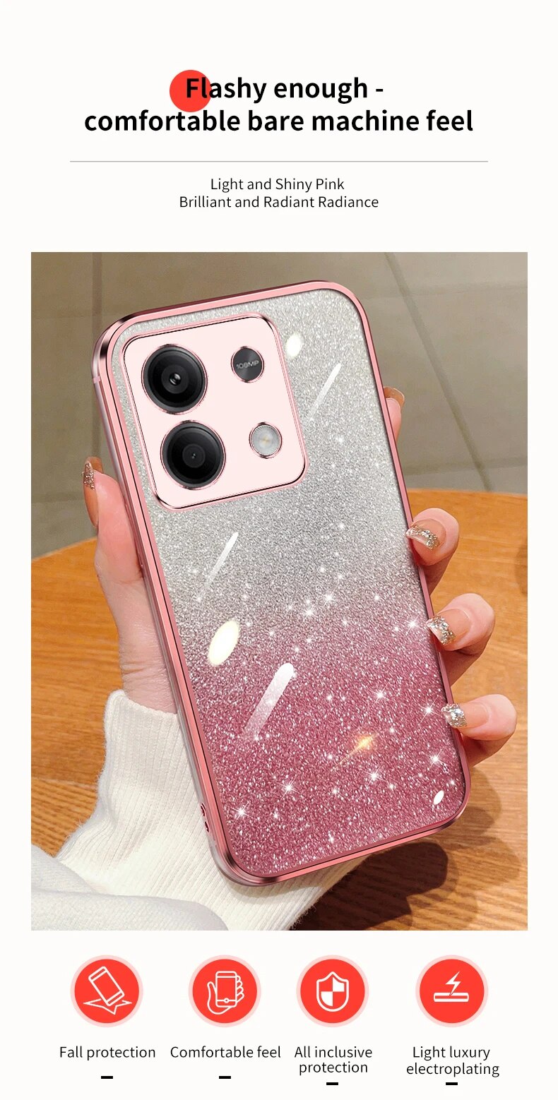 note13 pro Glitter Plating Bear Holder Case On For Xiaomi Redmi Note Pro note13pro redmi 13C 4G 5G Stand Cover note 13_voghion.com
