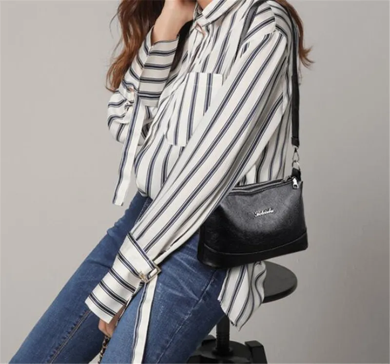Borsa a tracolla da donna in morbida pelle PU con doppia tasca Yogodlns, con due tracolle, nera_voghion.com
