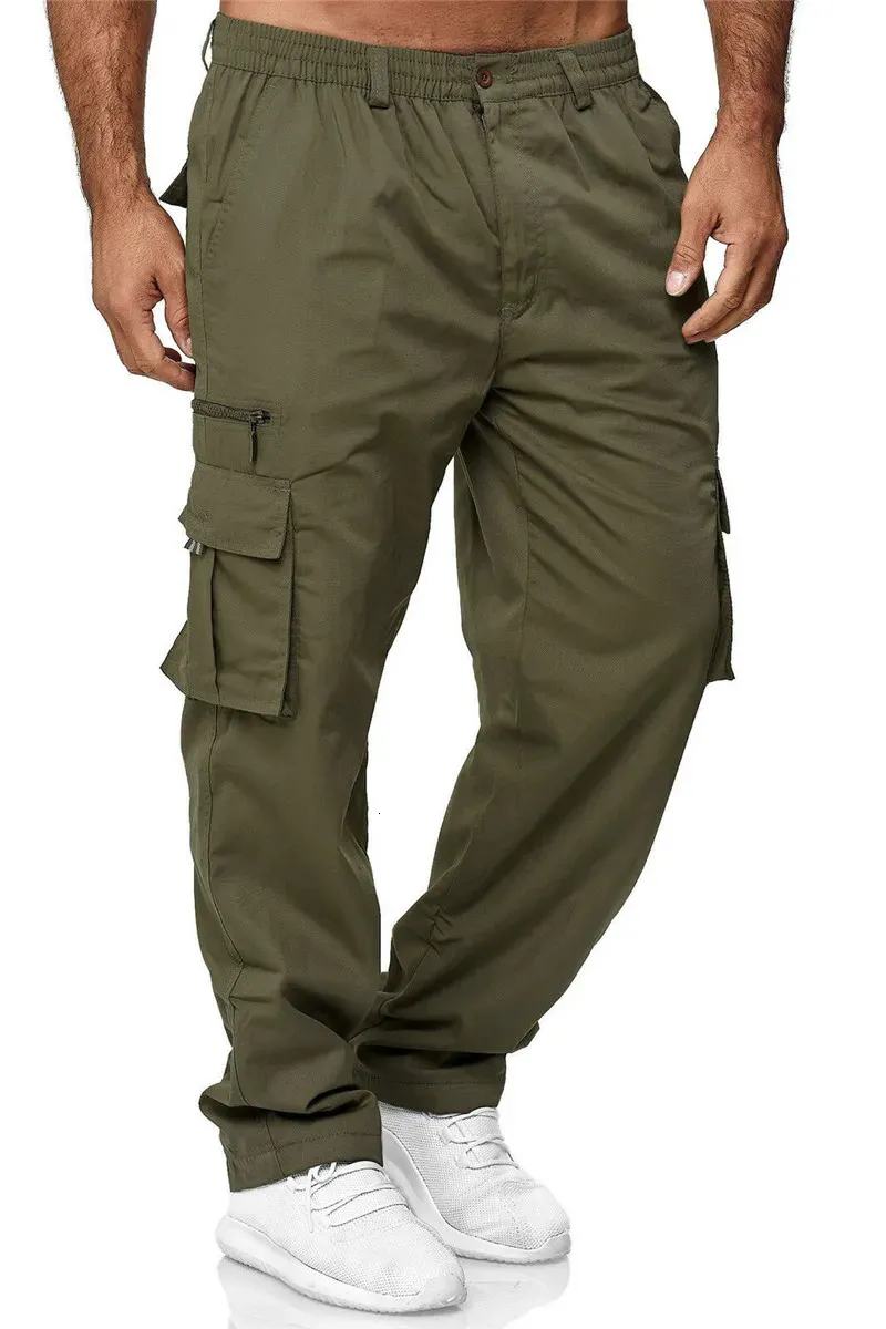 Pantalon cargo d'été pour homme, extensible, ample, multi-poches, décontracté, pour le travail, le sport et l'extérieur, 240111_voghion.com