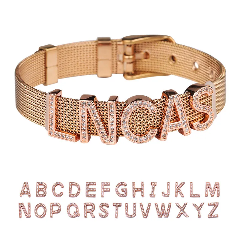 personaliséiert Gold Bling Diamant Benotzerdefinéiert Numm Bangle Bracelet Hip Hop Personaliséiert DIY Buschtawen Léifsten Armband Bijouen_voghion.com