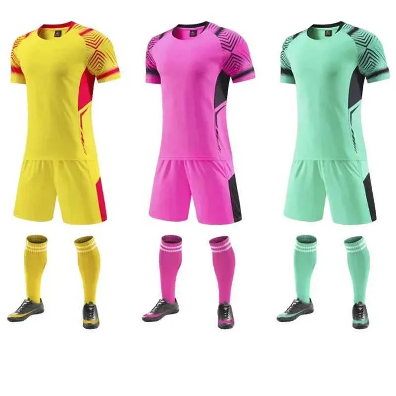 New Adult Kids Soccer Jersey Overwear Kit Men Children Football Training Uniforms Suits Boys Running TracksuitW241020_voghion.com