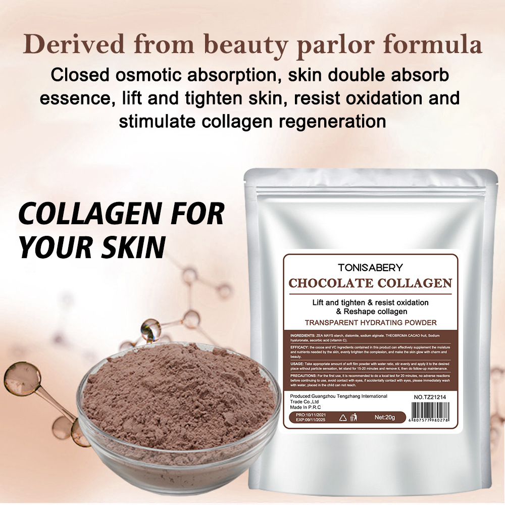 20g Chocolate Collagen Protein facial mask Multi effect Soft Mask Powder Moisturizing, Lifting and Firming_voghion.com