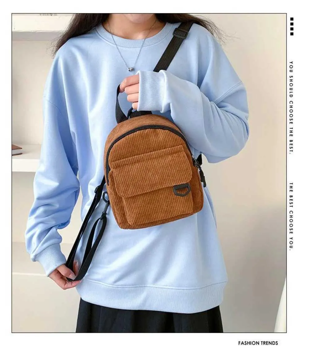 Kleiner Damen Mini Rucksack Aus Kord Für Freizeit Und Reisen_voghion.com