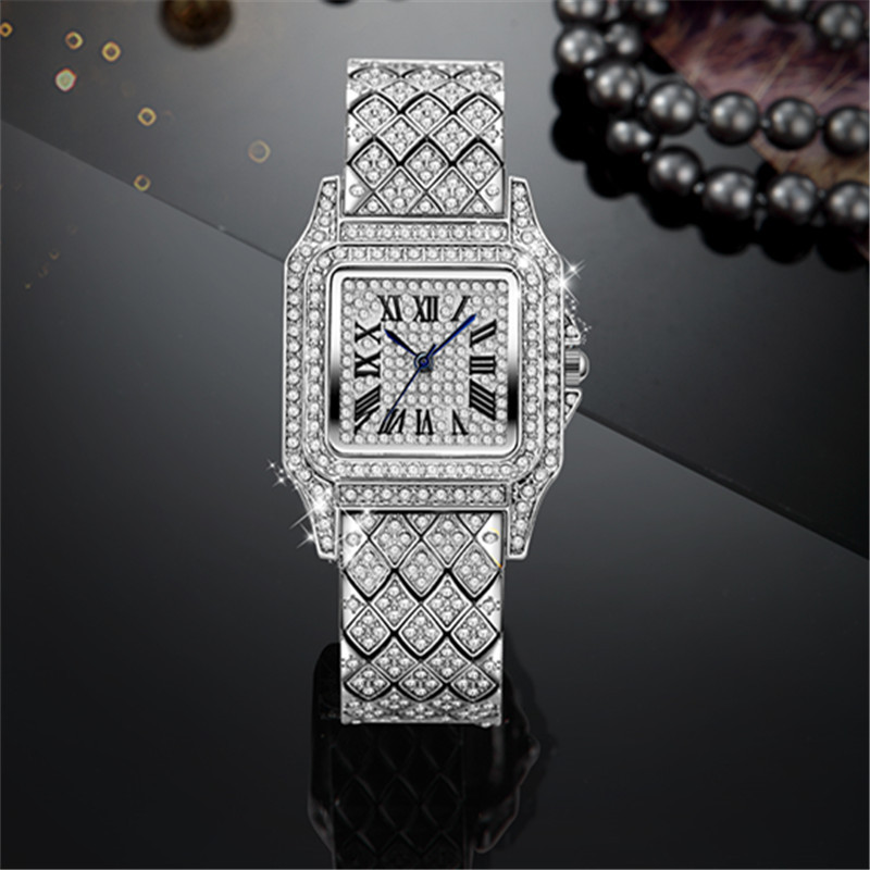 Instagram niche luxury style women's fashion alloy with hip-hop diamond inlay minimalist quartz watch_voghion.com