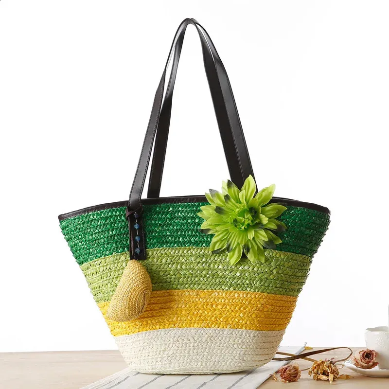 Modische Handgeflochtene Tragetasche Und Schultertasche Aus Stroh_voghion.com
