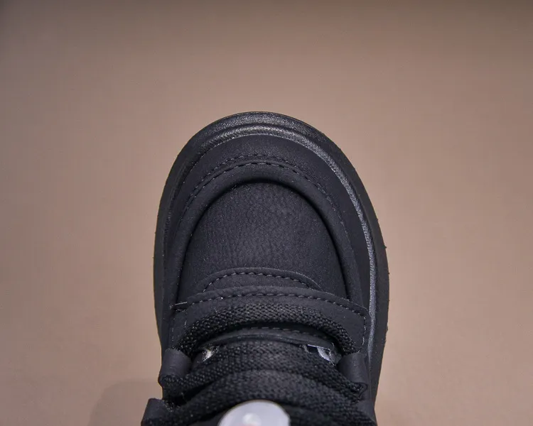 Toddler PU Leather Snow Children Thick Warm Boy's Cotton Anti-slip Girl Fur Boots For Cutefeet Kids Winter Plush Shoes_desvips.com