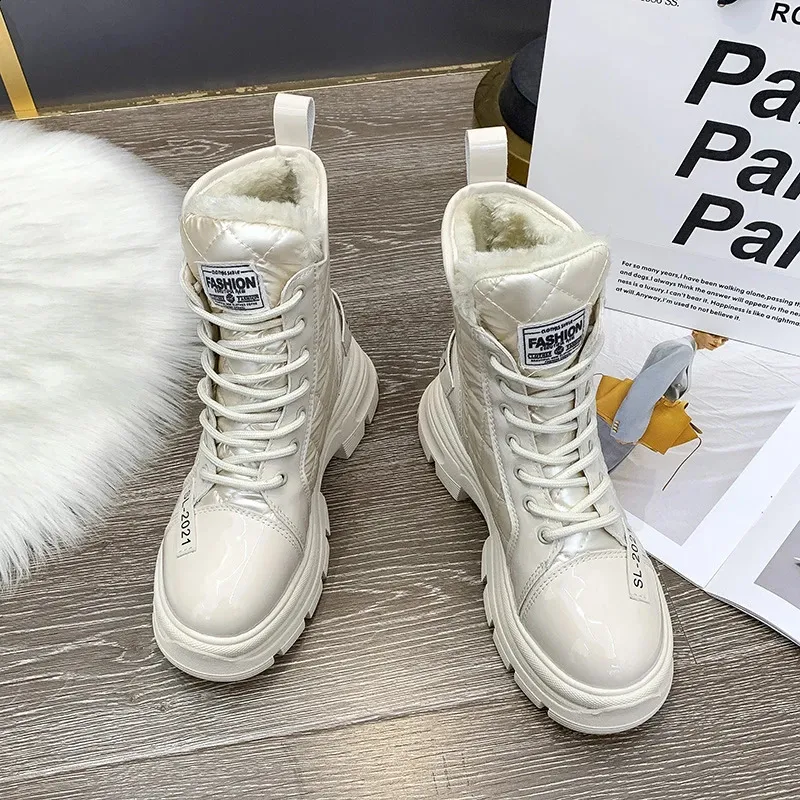Snow Platform Warm Ankle Boots For Women Waterproof Fur Lined_voghion.com