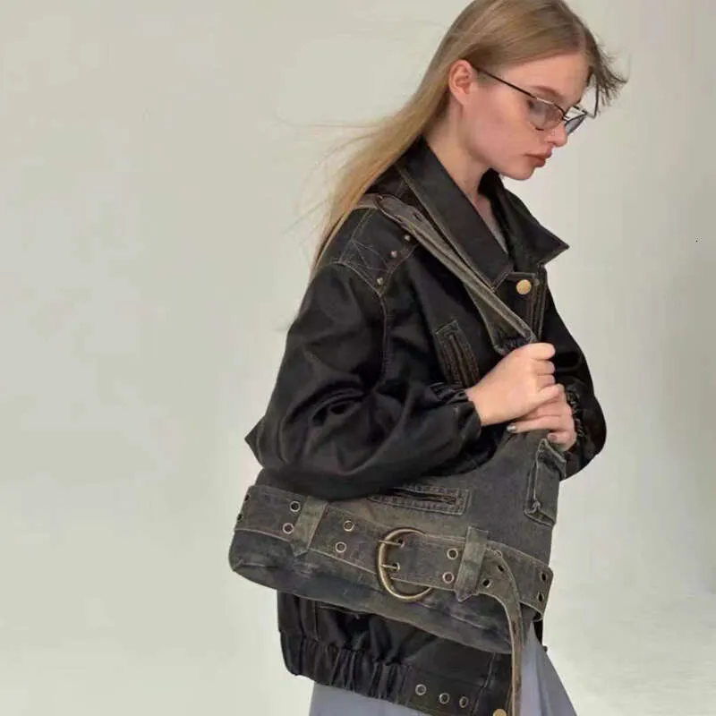 Trendy Women Vintage Denim Punk Shoulder Bag Y2k Streetwear Grunge Handbag Cool Girls Retro Gothic Casual Underarm Bags_voghion.com