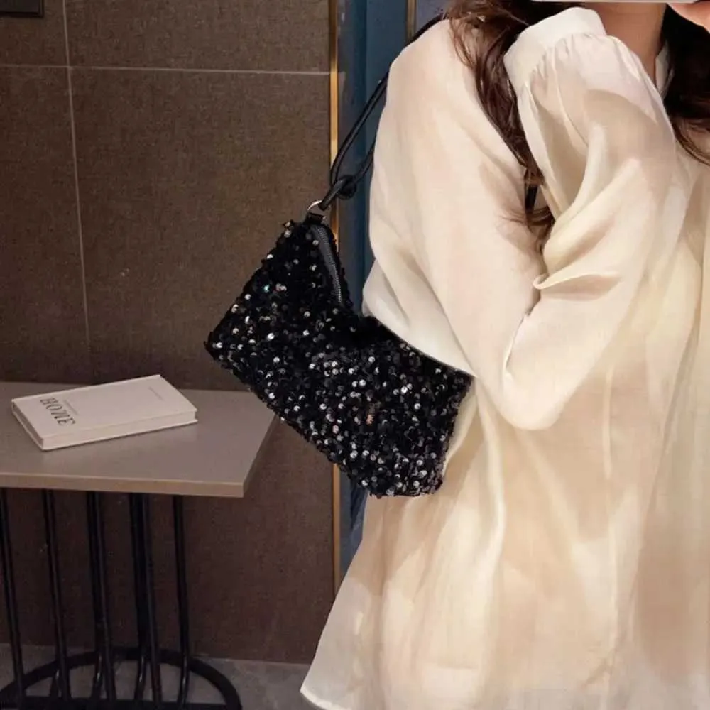 Einfarbig Crossbody Mode INS Pailletten Schulter Taschen Telefon Geldbörse Handtasche Abend Clutch Tasche Mädchen DIYC241103_voghion.com
