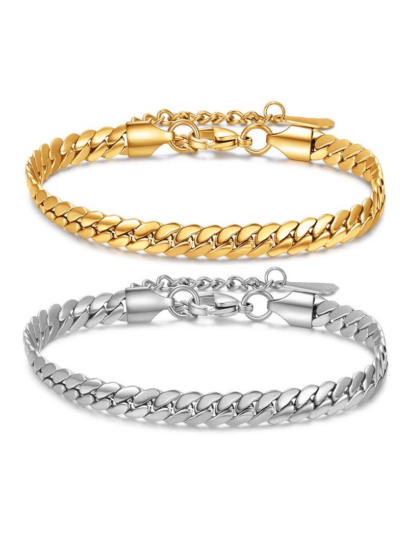 Bracciale cubano in acciaio e titanio, stile hip-hop minimalista di alta qualità, unisex, resistente alla luce._voghion.com